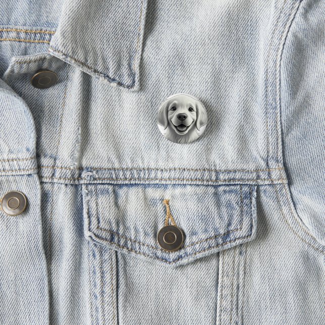 Sweet Golden Joy: Pixar-Style Puppy Friends Button (In Situ)