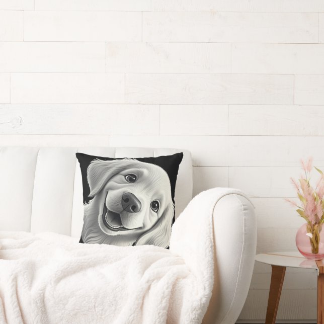 Sweet Golden Joy: Pixar-Style Puppy Friends Throw Pillow (Couch)