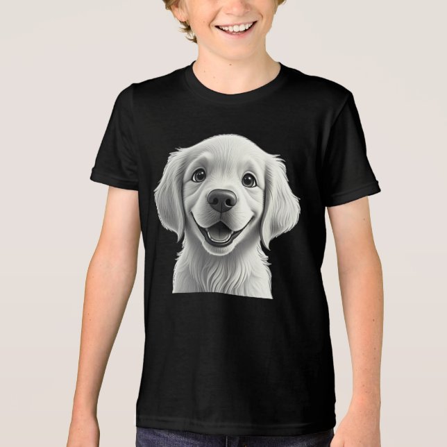 Sweet Golden Joy: Pixar-Style Puppy Friends Tri-Blend Shirt (Front)