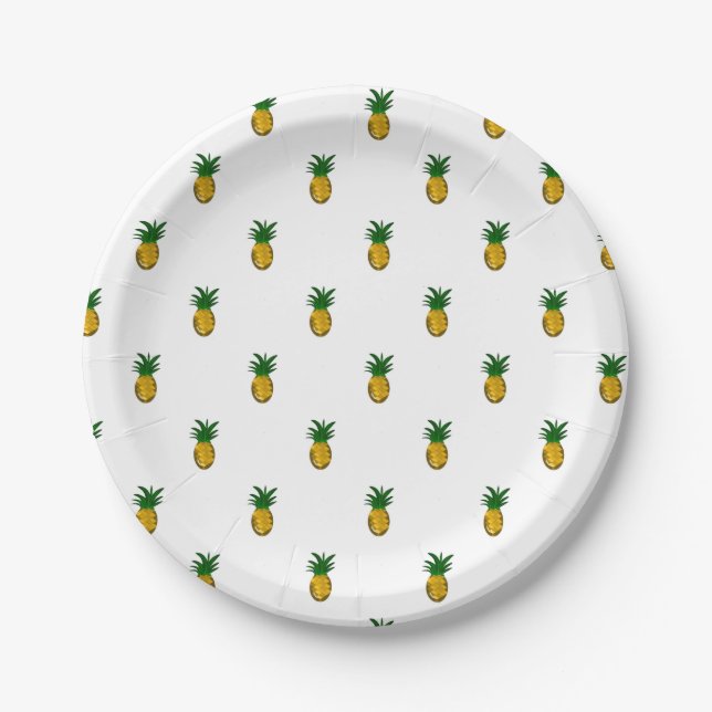 Sweet Golden Pineapple Paper Plates (Front)