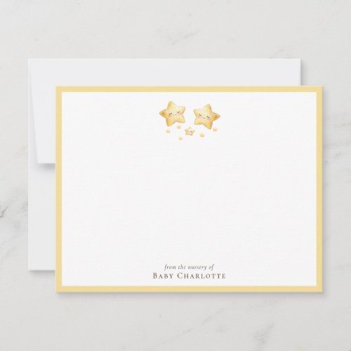 Sweet Golden Stars Nursery Note Card. Personalized
