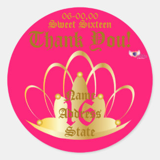 Sweet Golden Tiara Sticker-Customize Classic Round Sticker