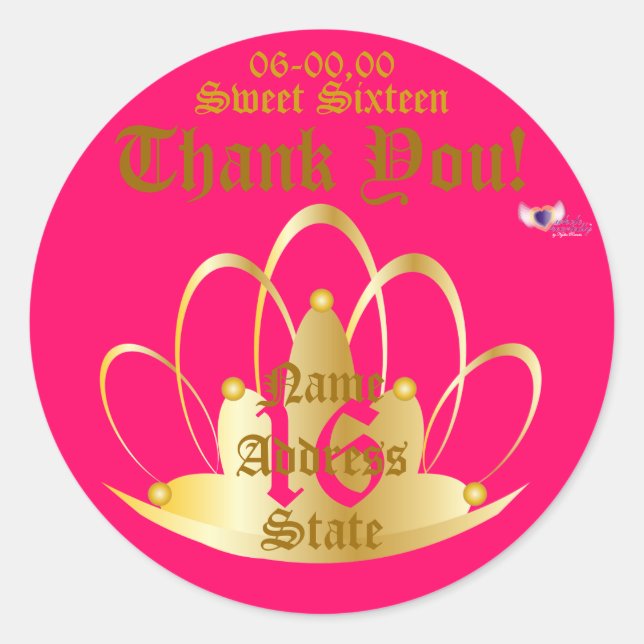 Sweet Golden Tiara Sticker-Customize Classic Round Sticker (Front)
