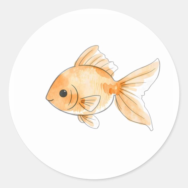 Sweet Goldfish Watercolor Illustration Sticker (Front)