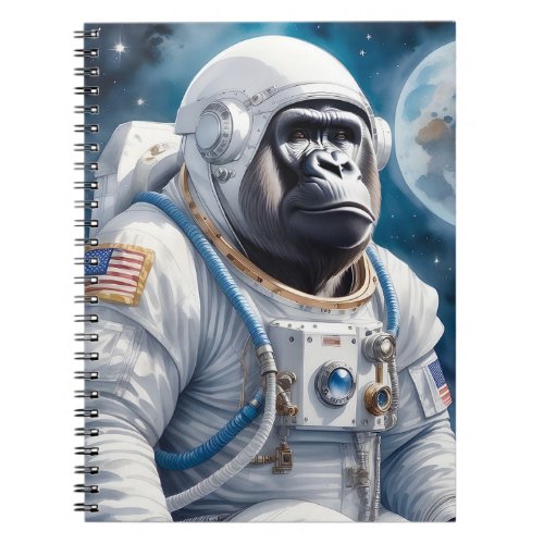 Sweet Gorilla in Astronaut Suit in Outer Space Notebook