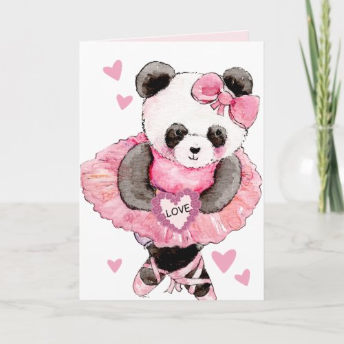 Sweet Granddaughter Dancing Panda Bear Valentine Holiday Card