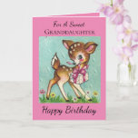 Sweet Granddaughter Vintage Baby Deer Birthday Card<br><div class="desc">Celebrate your granddaughter's birthday with a cute vintage baby deer card. The retro image of a sweet woodland animal will be sure to bring a smile. The bold pink design sends a message of happiness and love.</div>