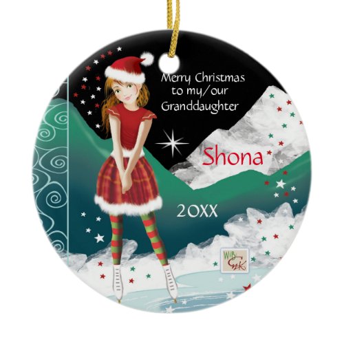 Sweet Granddaughter, Young Teen Skater, Christmas Ceramic Ornament