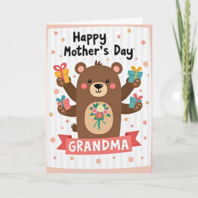 Sweet Grandma Bear Hugs Card (Front)
