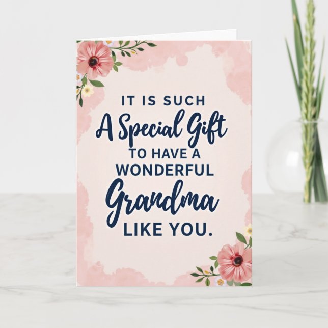 Sweet Grandma Floral Gift Card (Front)