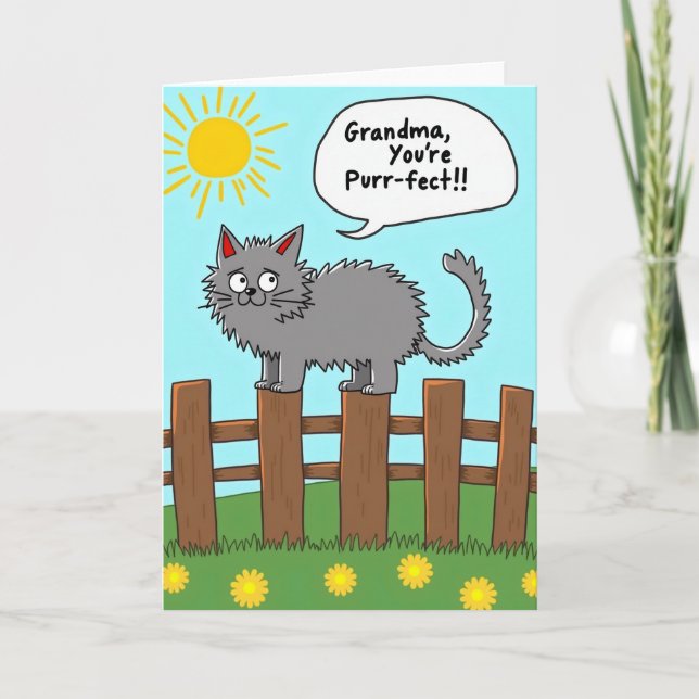 Sweet Grandmas Day Feline Card (Front)