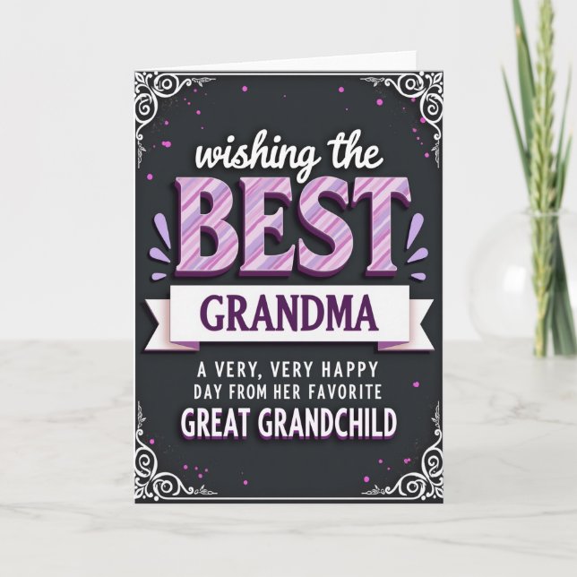 Sweet Grandmas Day Striped Best Card (Front)