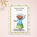 Sweet Grandmother Personalized Birthday Card<br><div class="desc">How cute and fun is this card with a happy grandma waving! She has her cane and she is wearing a green skirt and blue shirt. Great birthday card for your grandma this year. Personalize the text with your own message and click on customize further if necessary. Illustrated and designed...</div>