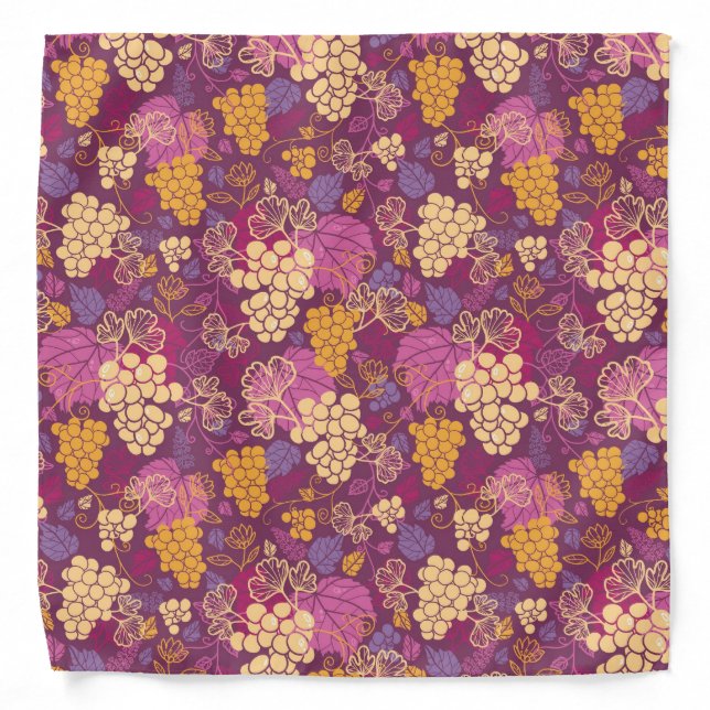 Sweet grape vines pattern background bandana (Front)