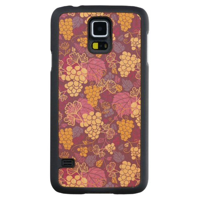 Sweet grape vines pattern background carved maple galaxy s5 case (Back)