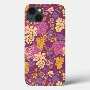 Sweet grape vines pattern background iPhone 13 case