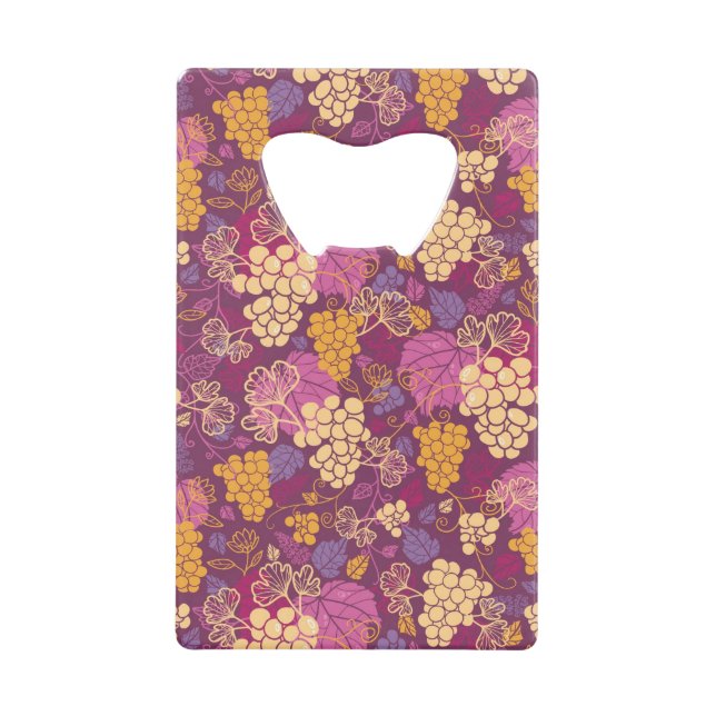 Sweet grape vines pattern background credit card bottle opener (Front)