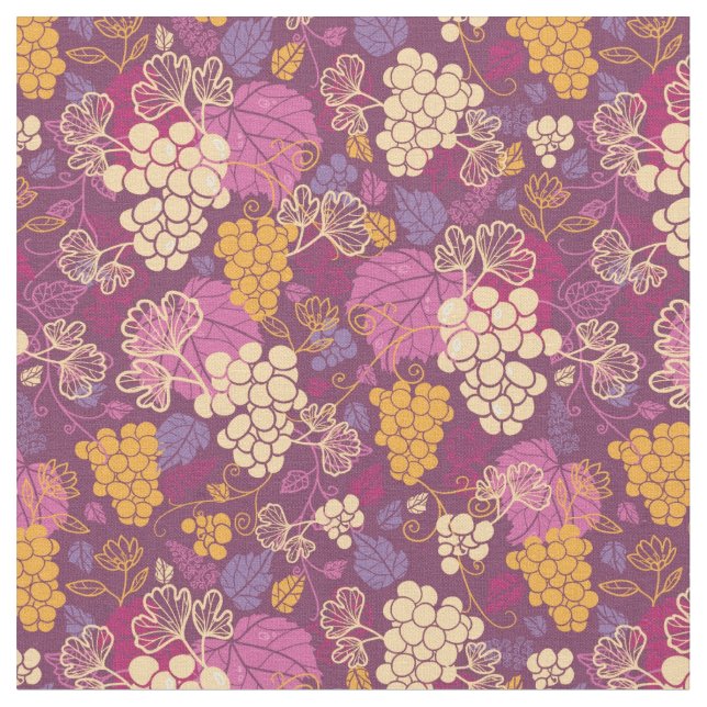 Sweet grape vines pattern background fabric (Close Up)