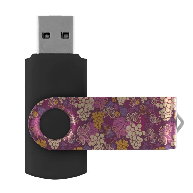 Sweet grape vines pattern background flash drive (Opened)