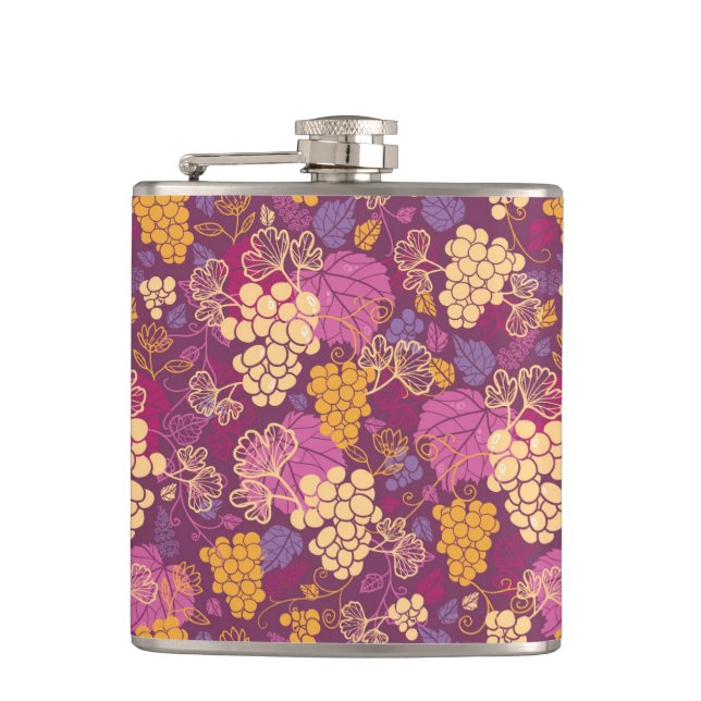 Sweet grape vines pattern background flask (Front)