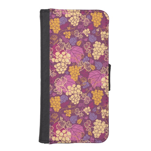 Sweet grape vines pattern background iPhone wallet case (Front)