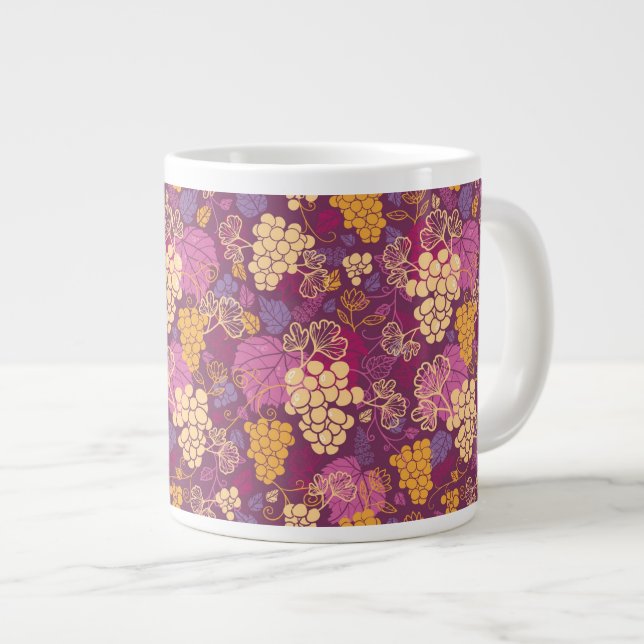 Sweet grape vines pattern background large coffee mug (Front Right)