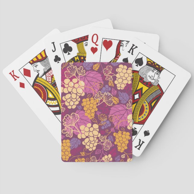 Sweet grape vines pattern background poker cards (Back)