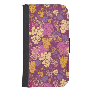 Sweet grape vines pattern background galaxy s4 wallet case