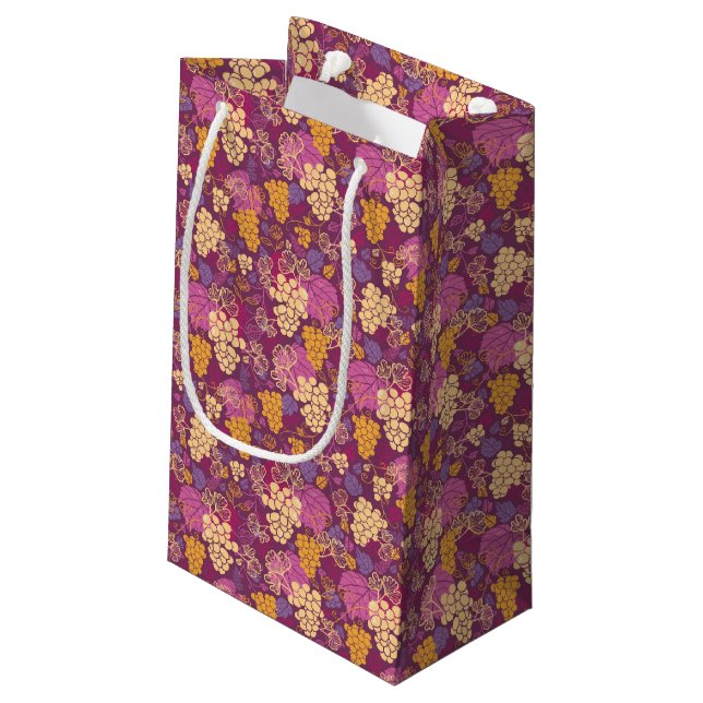 Sweet grape vines pattern background small gift bag (Back Angled)