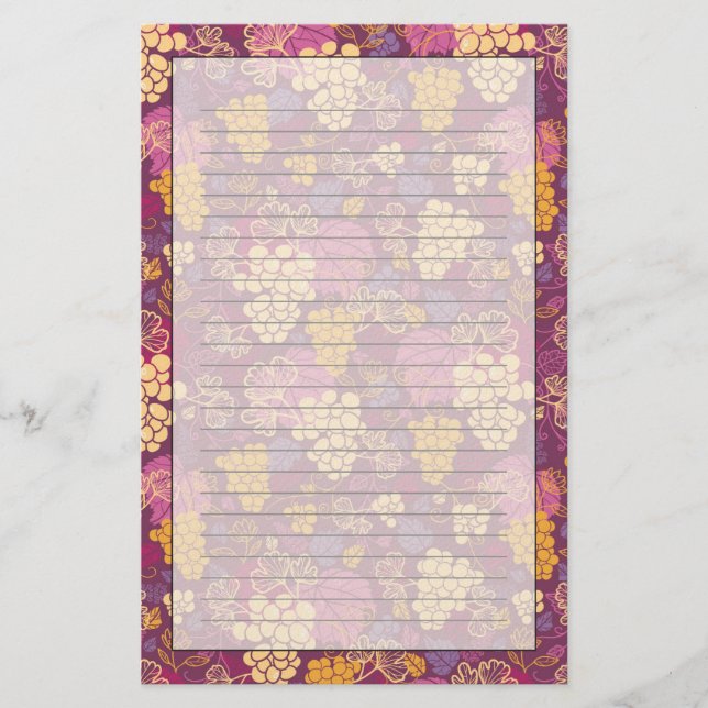 Sweet grape vines pattern background stationery (Front)