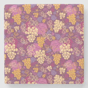 Sweet grape vines pattern background stone coaster
