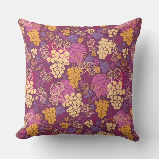 Sweet grape vines pattern background throw pillow (Front)