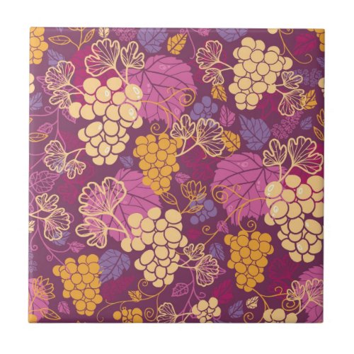 Sweet grape vines pattern background tile