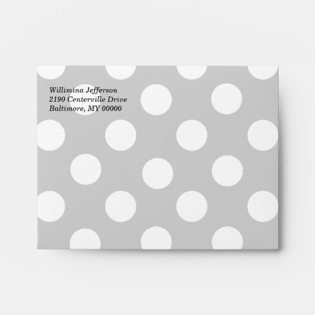 Sweet Gray & White Polka Dot Envelope (Front)