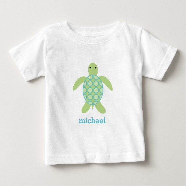 Sweet Green and Blue Baby Turtle T-Shirt (Front)