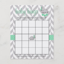 Sweet Green and Gray Elephant 🐘 Baby Shower Bingo Flyer