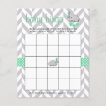 Sweet Green and Gray Elephant 🐘 Baby Shower Bingo Flyer