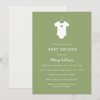 Sweet Green Baby Shower Invitations