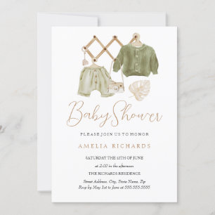 Sweet Green Boho Nursery Decor Baby Shower Invitation