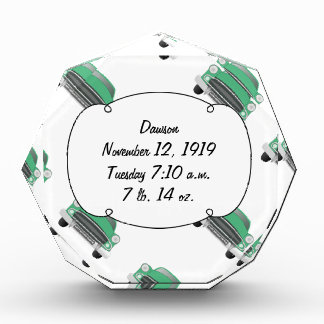 Sweet Green Classic Car Baby Boy Stats Acrylic Award