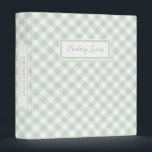 Sweet Green Gingham Baby Photo Book  3 Ring Binder<br><div class="desc">This simple yet elegant baby photo binder features a background pattern of light green gingham in a light green, white and gray color scheme. It makes a wonderful gift for any new parent for photos or use it for a baby book... just add clear photo holders or scrapbook pages available...</div>