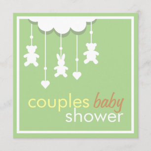 Sweet Green Mobile Couples Baby Shower Invitation