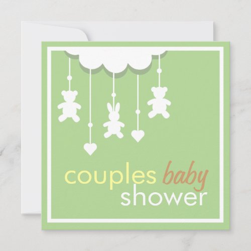 Sweet Green Mobile Couples Baby Shower Invitation