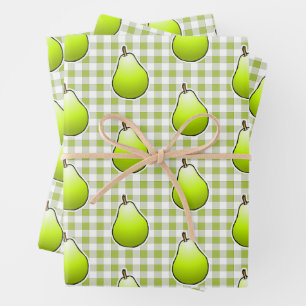 Sweet Green Pear Wrapping Paper Sheets