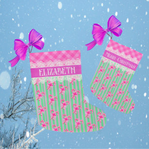 Sweet Green Purple Pink Candy Canes Customized Large Christmas Stocking