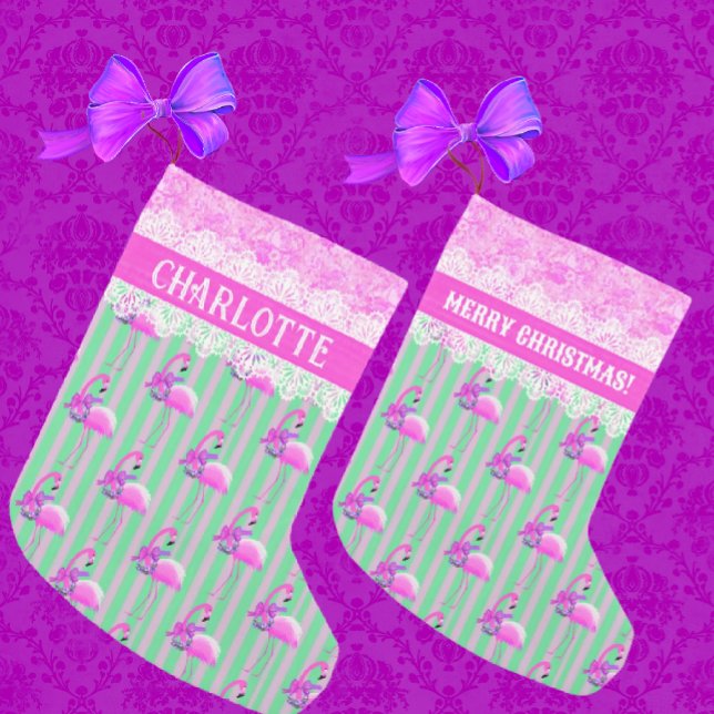 Sweet Green Purple Pink Candy Canes Customized  Small Christmas Stocking (Creator Uploaded)