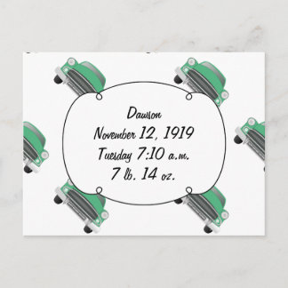 Sweet Green Retro Car Baby Boy Gifts Postcard