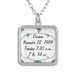 Sweet Green Retro Car Baby Boy Gifts Silver Plated Necklace