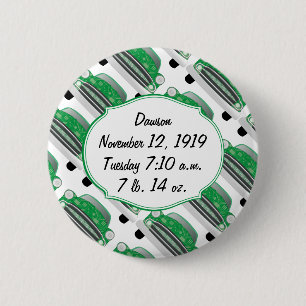 Sweet Green Retro Car Baby Shower Gifts Button