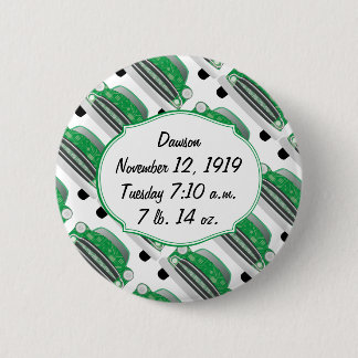 Sweet Green Retro Car Baby Shower Gifts Button